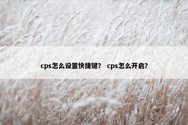 cps怎么设置快捷键？ cps怎么开启？