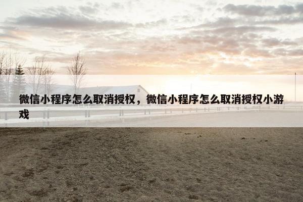 微信小程序怎么取消授权,微信小程序怎么取消授权小游戏 微信小程序怎么取消授权,微信小程序怎么取消授权小游戏