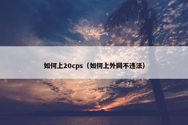 如何上20cps（如何上外网不违法）