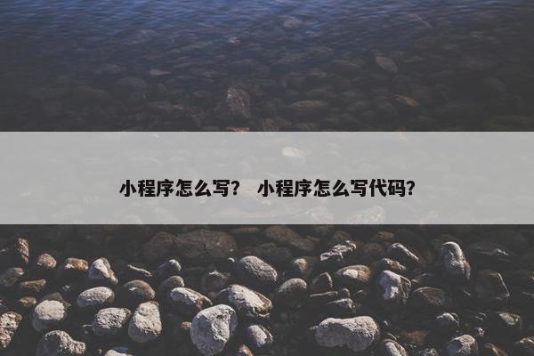 小程序怎么写? 小程序怎么写代码? 小程序怎么写? 小程序怎么写代码?