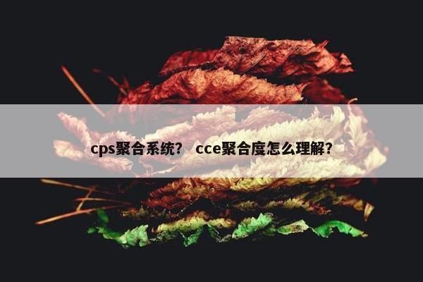 cps聚合系统？ cce聚合度怎么理解？
