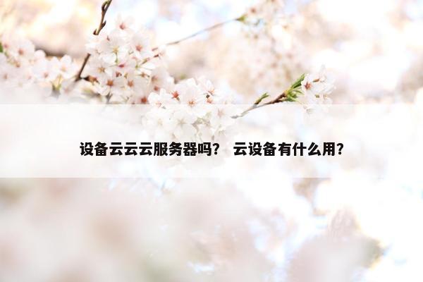 设备云云云服务器吗？ 云设备有什么用？
