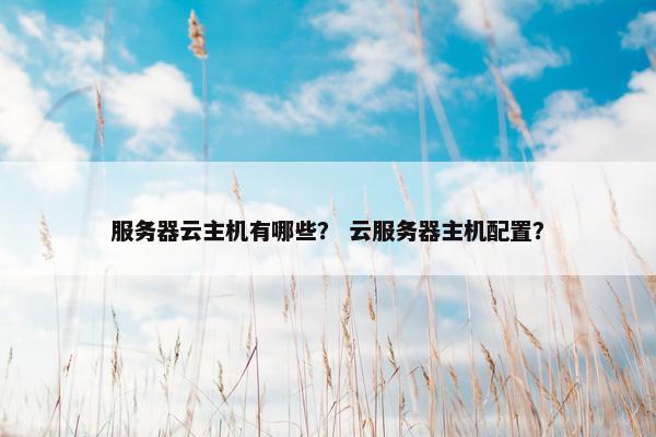 服务器云主机有哪些？ 云服务器主机配置？