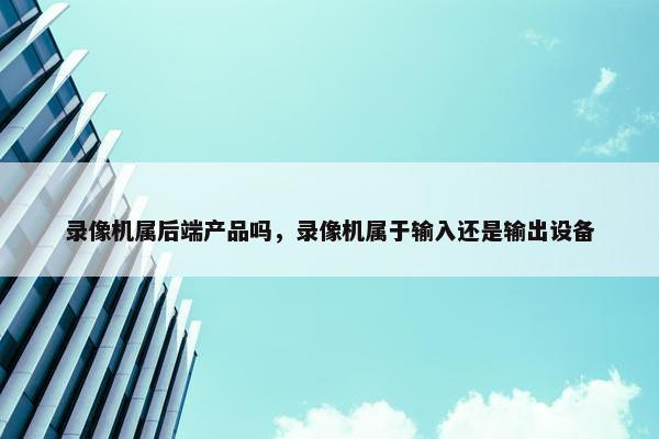 录像机属后端产品吗，录像机属于输入还是输出设备