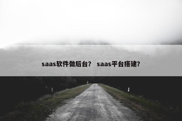 saas软件做后台？ saas平台搭建？