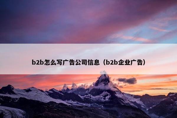 b2b怎么写广告公司信息（b2b企业广告）