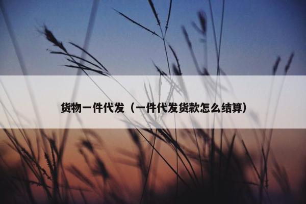 货物一件代发（一件代发货款怎么结算）