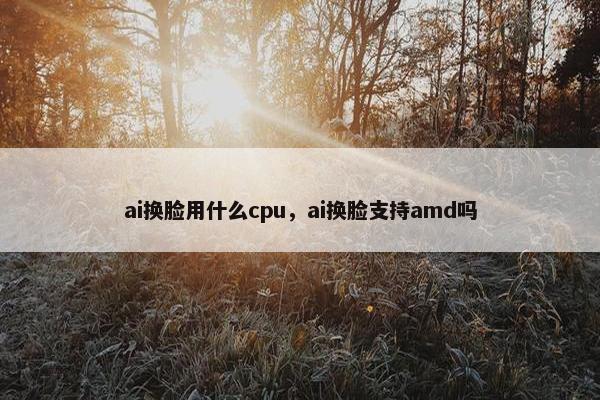 ai换脸用什么cpu，ai换脸支持amd吗