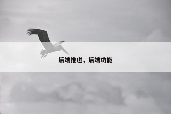 后端推进，后端功能