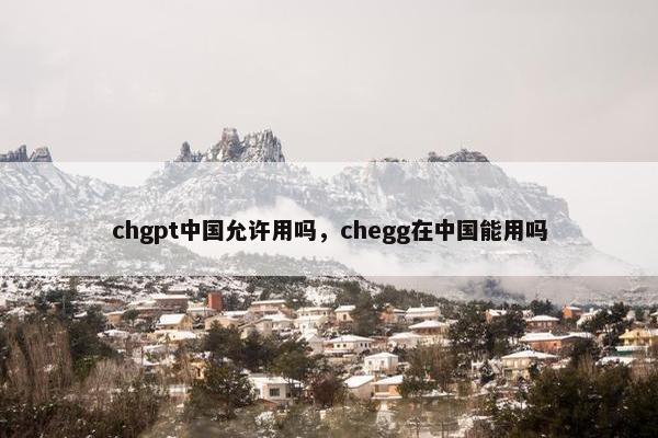 chgpt中国允许用吗，chegg在中国能用吗