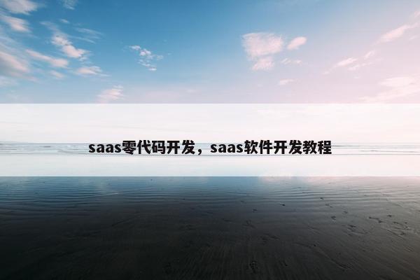 saas零代码开发，saas软件开发教程