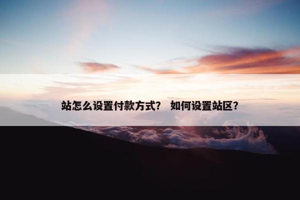 站怎么设置付款方式？ 如何设置站区？
