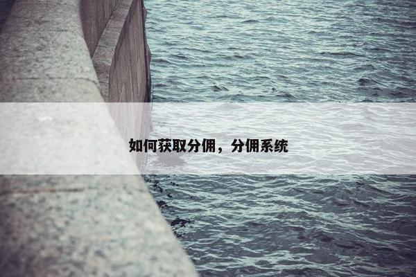 如何获取分佣，分佣系统
