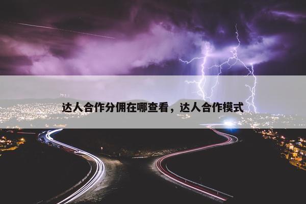 达人合作分佣在哪查看，达人合作模式