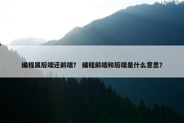 编程属后端还前端？ 编程前端和后端是什么意思？