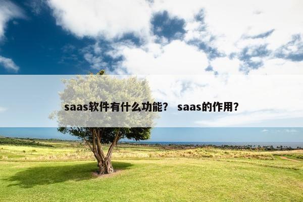 saas软件有什么功能？ saas的作用？