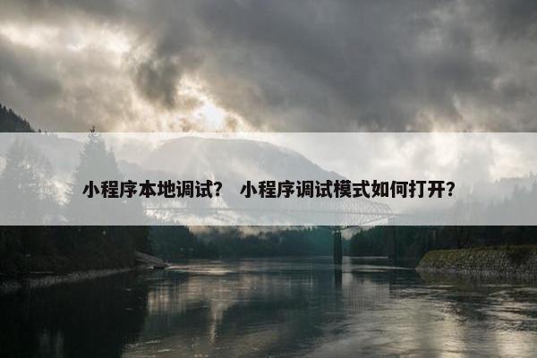小程序本地调试？ 小程序调试模式如何打开？