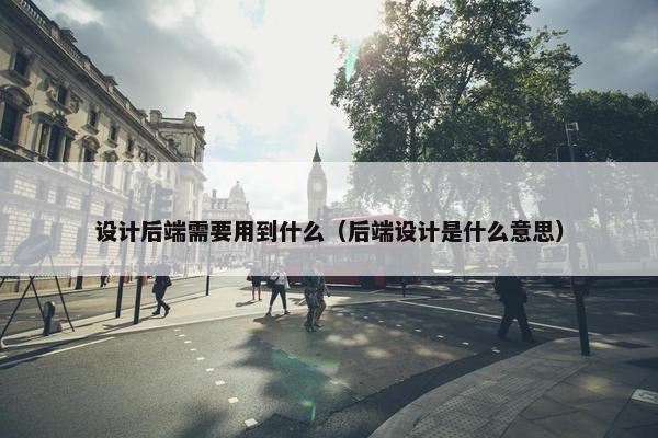 设计后端需要用到什么（后端设计是什么意思）