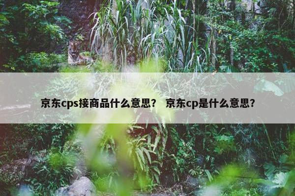 京东cps接商品什么意思？ 京东cp是什么意思？