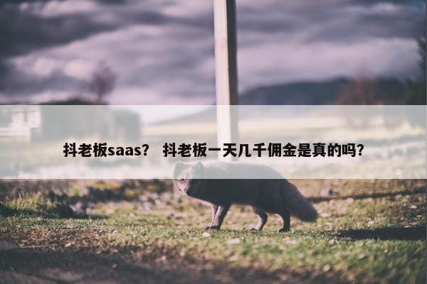 抖老板saas？ 抖老板一天几千佣金是真的吗？