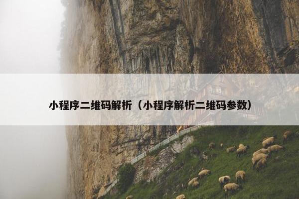 小程序二维码解析（小程序解析二维码参数）