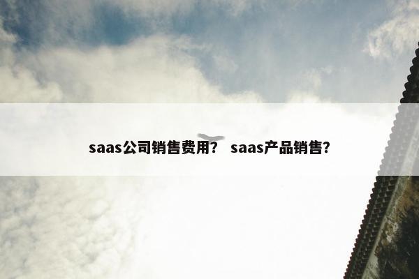 saas公司销售费用？ saas产品销售？