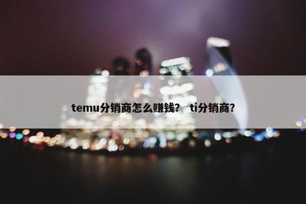 temu分销商怎么赚钱？ ti分销商？