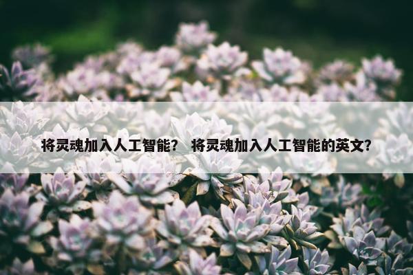 将灵魂加入人工智能？ 将灵魂加入人工智能的英文？
