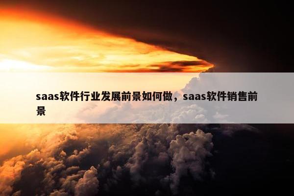 saas软件行业发展前景如何做，saas软件销售前景