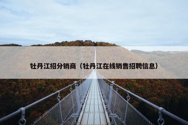 牡丹江招分销商（牡丹江在线销售招聘信息）