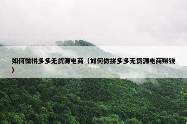如何做拼多多无货源电商(如何做拼多多无货源电商赚钱) 如何做拼多多无货源电商(如何做拼多多无货源电商赚钱)