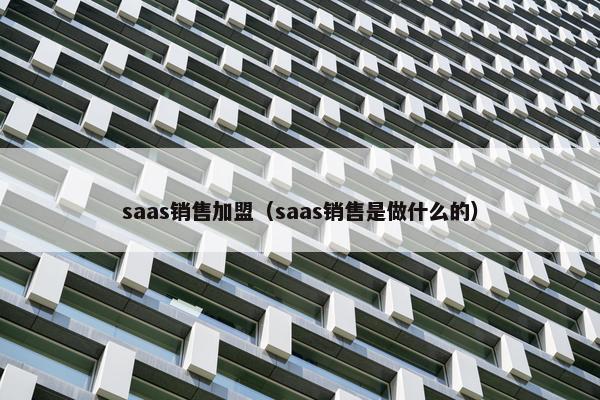 saas销售加盟（saas销售是做什么的）