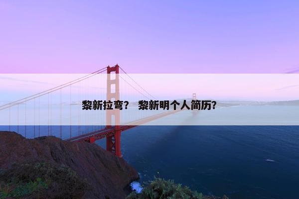 黎新拉弯？ 黎新明个人简历？