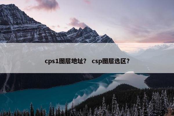cps1图层地址？ csp图层选区？
