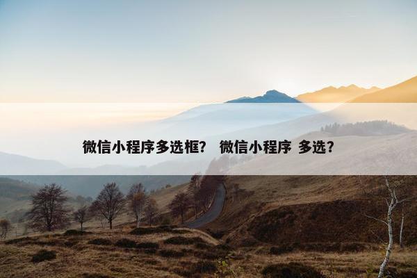 微信小程序多选框？ 微信小程序 多选？