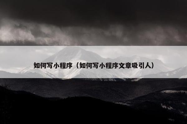 如何写小程序（如何写小程序文章吸引人）