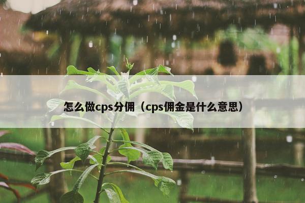怎么做cps分佣（cps佣金是什么意思）