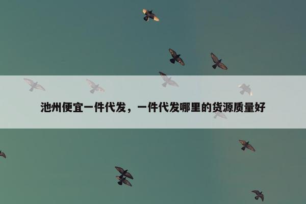 池州便宜一件代发，一件代发哪里的货源质量好