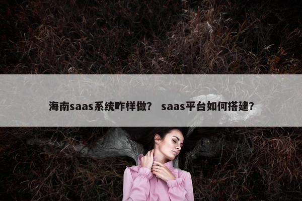 海南saas系统咋样做？ saas平台如何搭建？