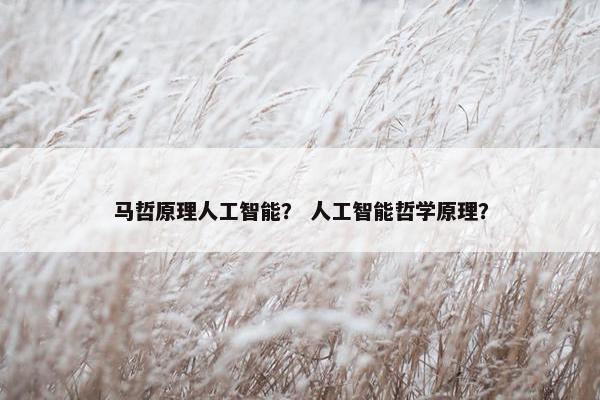 马哲原理人工智能？ 人工智能哲学原理？