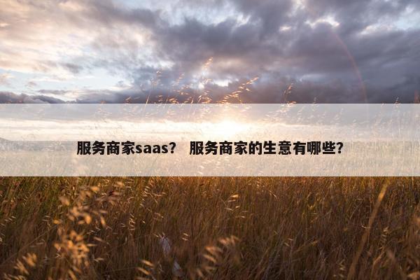 服务商家saas？ 服务商家的生意有哪些？