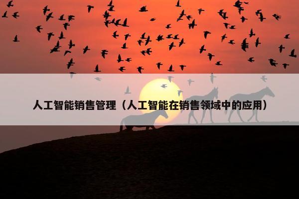 人工智能销售管理(人工智能在销售领域中的应用) 人工智能销售管理(人工智能在销售领域中的应用)