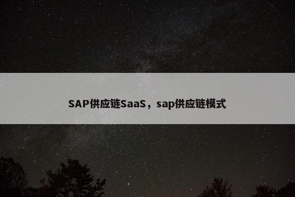 SAP供应链SaaS，sap供应链模式