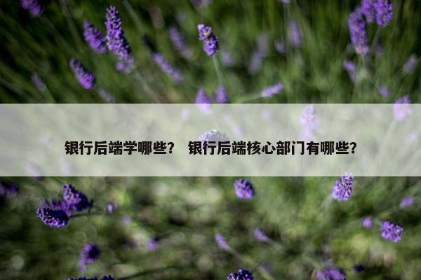 银行后端学哪些？ 银行后端核心部门有哪些？