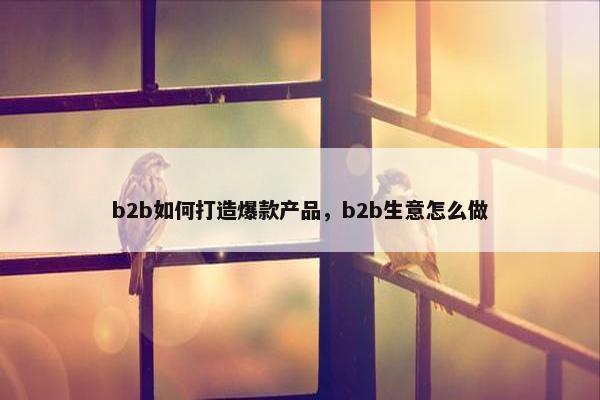 b2b如何打造爆款产品，b2b生意怎么做