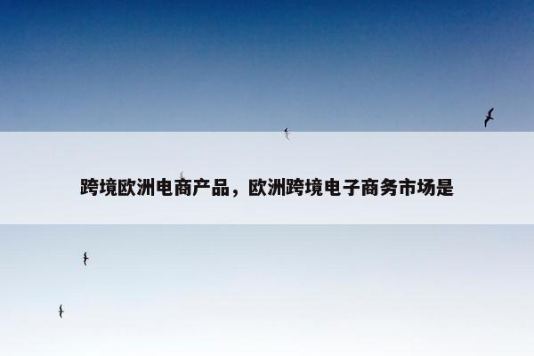 跨境欧洲电商产品，欧洲跨境电子商务市场是