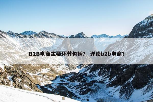 B2B电商主要环节包括? 详谈b2b电商? B2B电商主要环节包括? 详谈b2b电商?