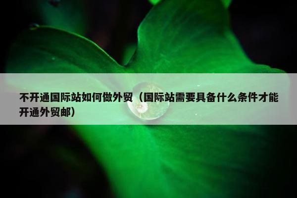 不开通国际站如何做外贸（国际站需要具备什么条件才能开通外贸邮）