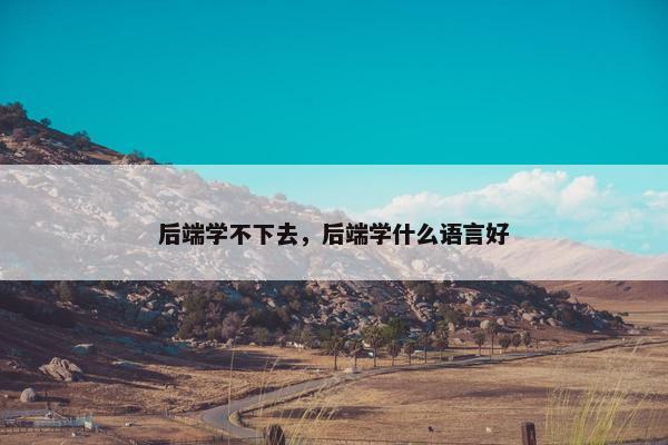 后端学不下去，后端学什么语言好