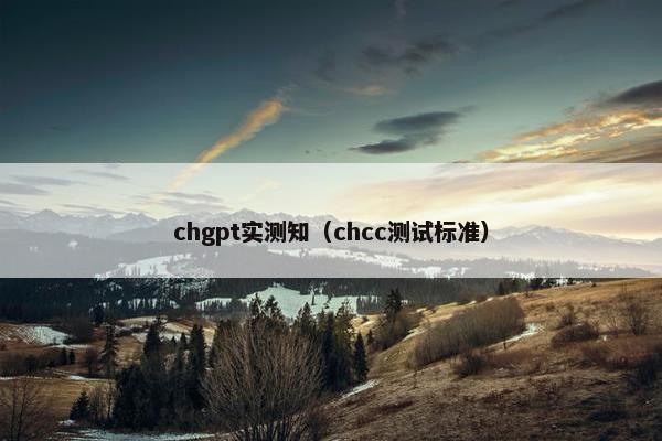 chgpt实测知（chcc测试标准）